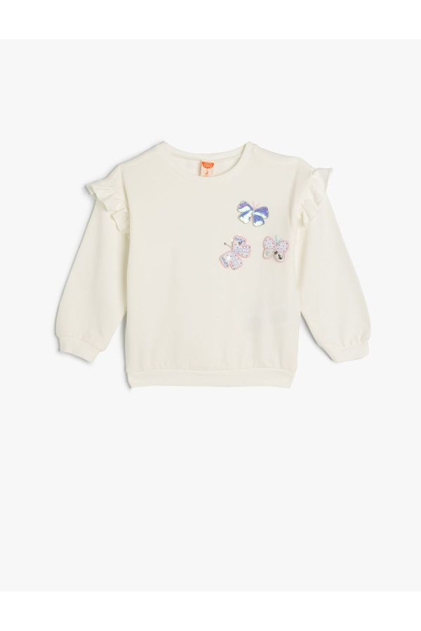 Koton Koton Sweat Butterfly Printed Ruffle Detailed Cotton