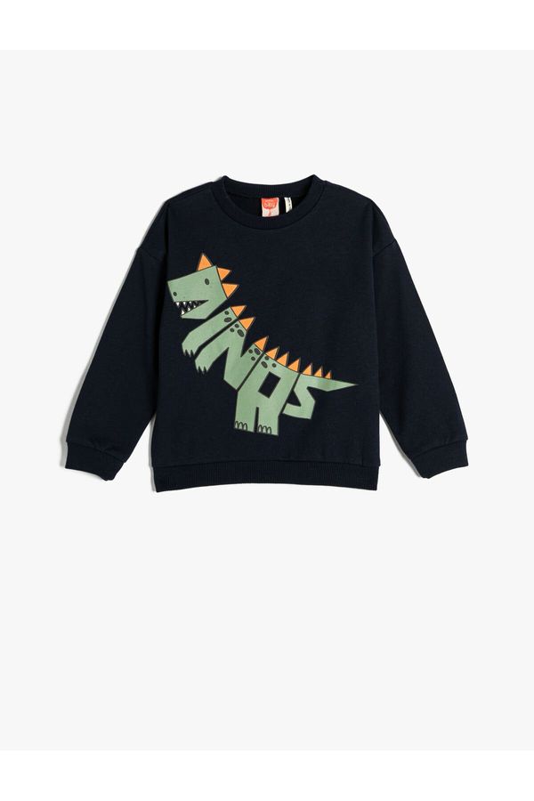 Koton Koton Sweatshirt Dinosaur Printed Ruffled Crew Neck