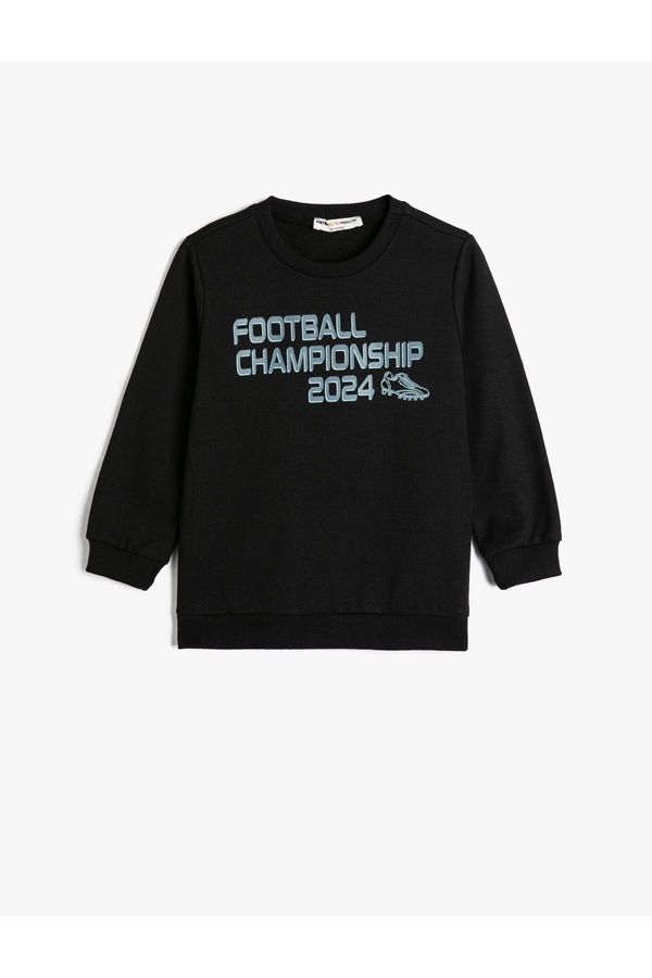 Koton Koton Sweatshirt Long Sleeve Crew Neck Football Themed Print Detailed Ribbon