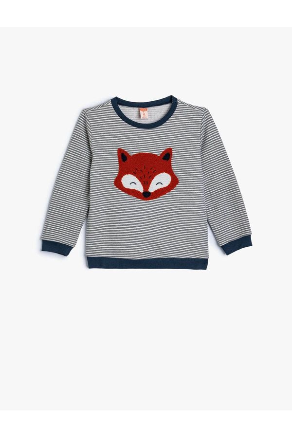 Koton Koton Sweatshirt Plush Fox Applique Detailed Crew Neck