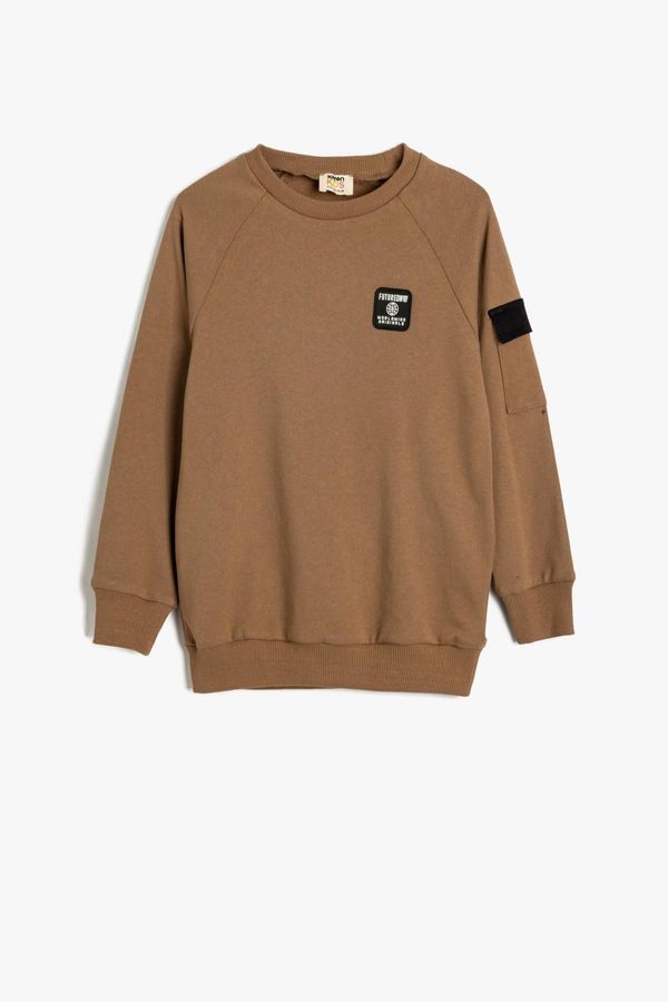 Koton Koton Sweatshirt Pocket Detailed Crew Neck Long Sleeve Cotton Raised