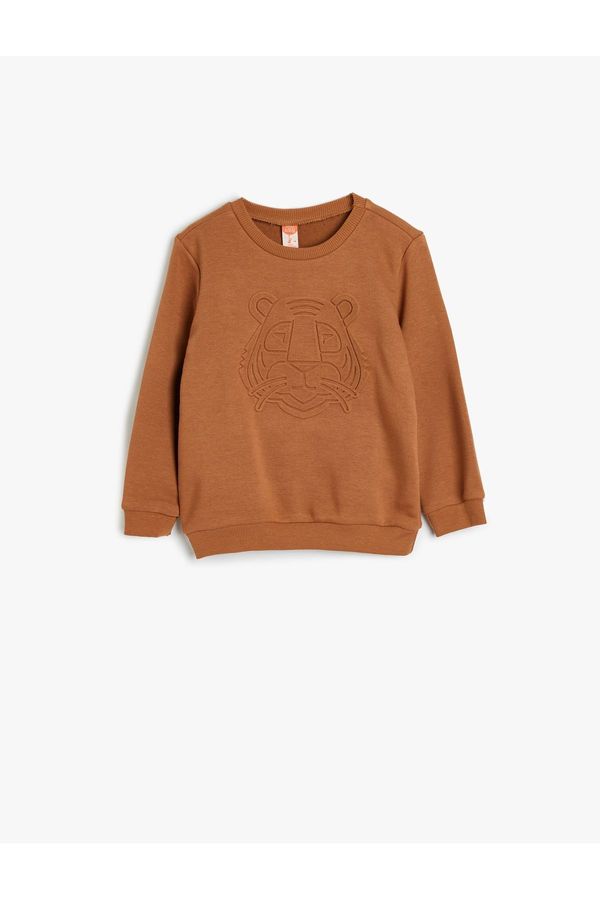 Koton Koton Sweatshirt Tiger Embossed Printed Crew Neck Long Sleeve