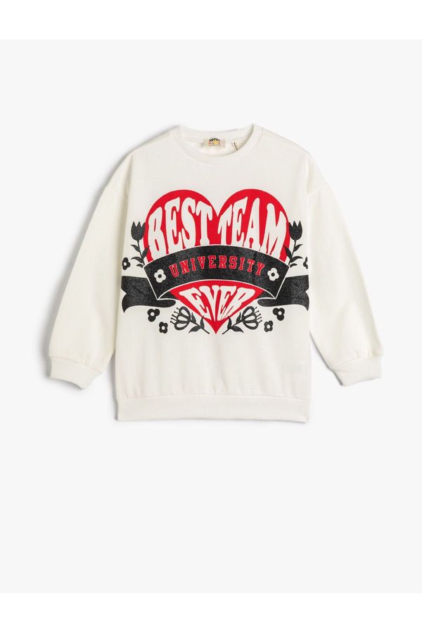 Koton Koton Sweatshirt with Rayons Printed Crewneck Long Sleeved