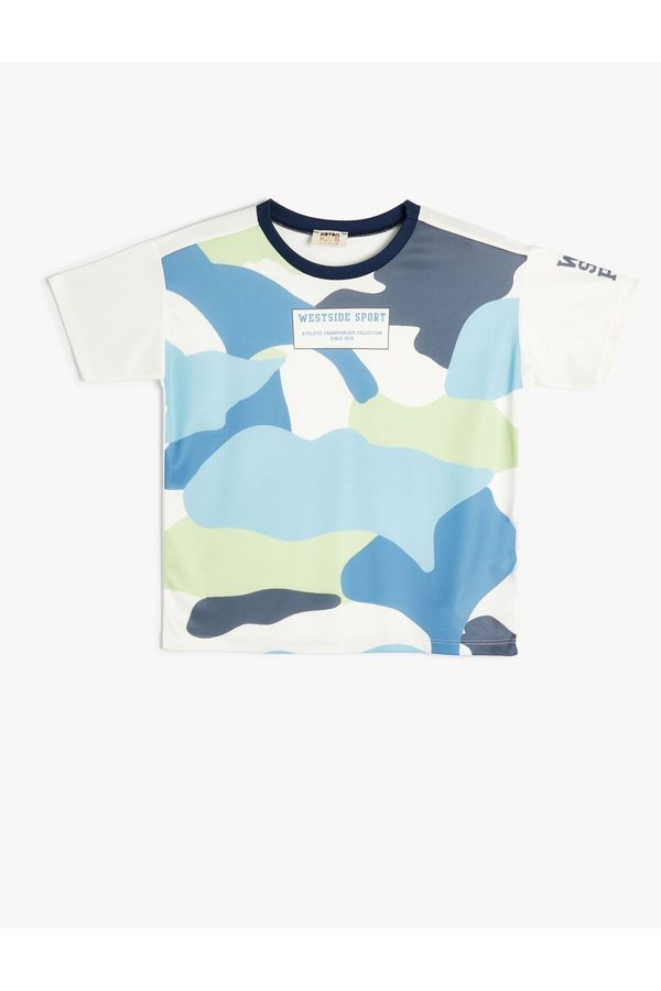 Koton Koton T-Shirt Camouflage Printed Short Sleeve Crew Neck
