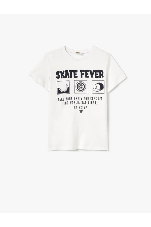 Koton Koton T-Shirt Short Sleeve Skateboard Themed Crew Neck Cotton