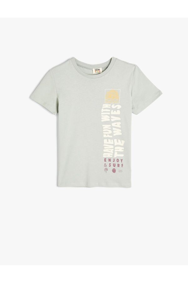Koton Koton T-Shirt Summer Theme Short Sleeve Crew Neck Cotton