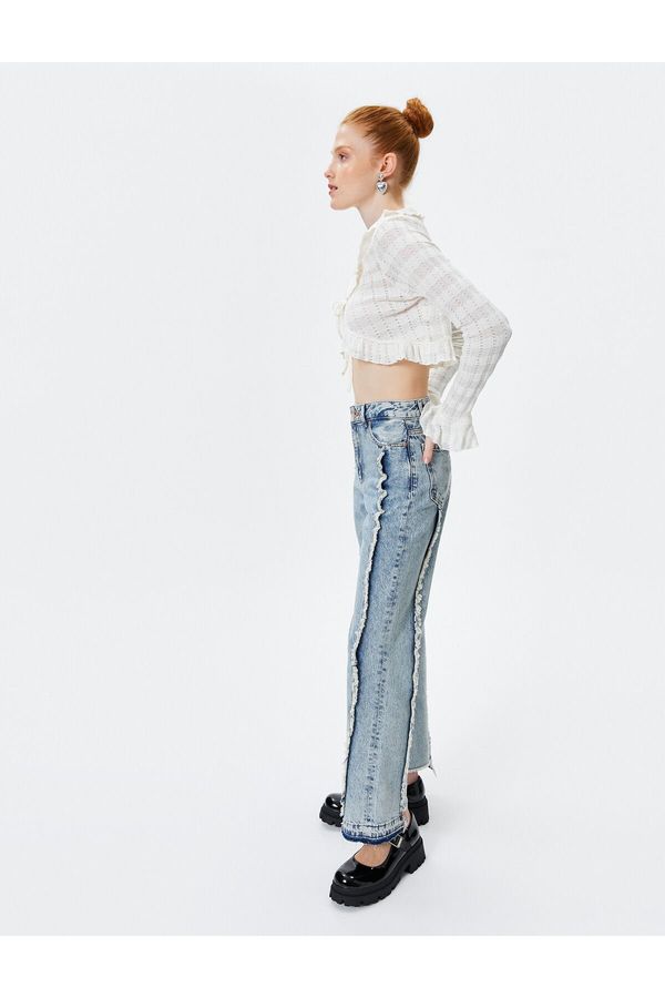 Koton Koton Tassel Detail Straight Jeans Jeans Straight Asymmetric Leg - Eve Jean