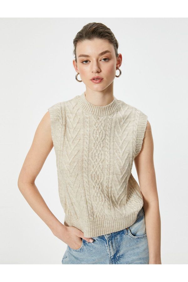 Koton Koton Textured Crew Neck Sleeveless Hair Knit Sweater