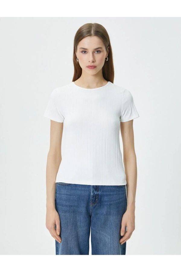 Koton Koton Textured T-Shirt Slim Fit Crew Neck Short Sleeve