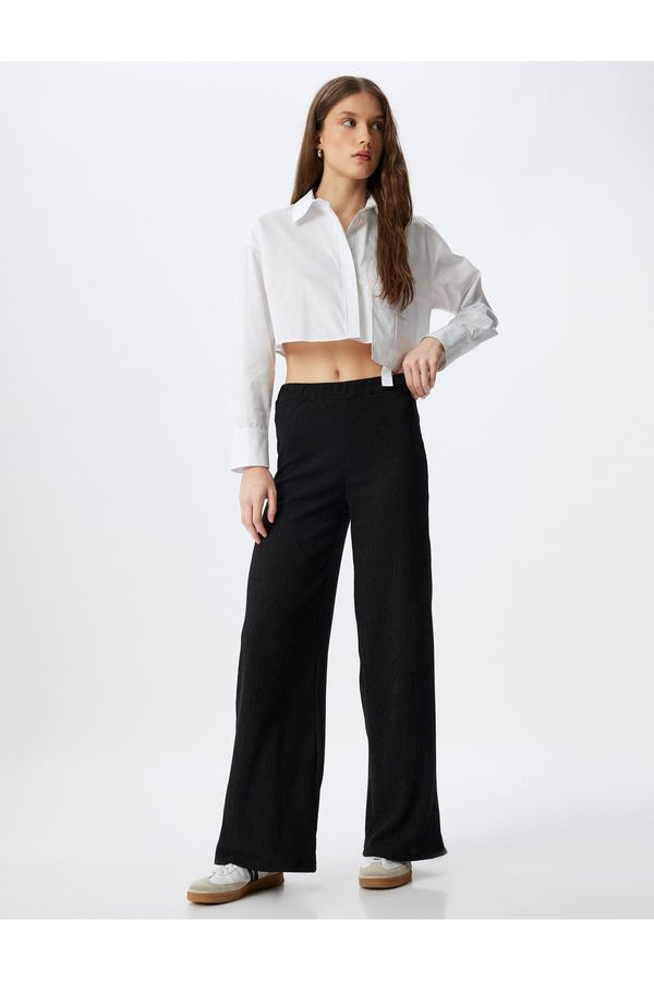 Koton Koton Textured Wide Leg Trousers