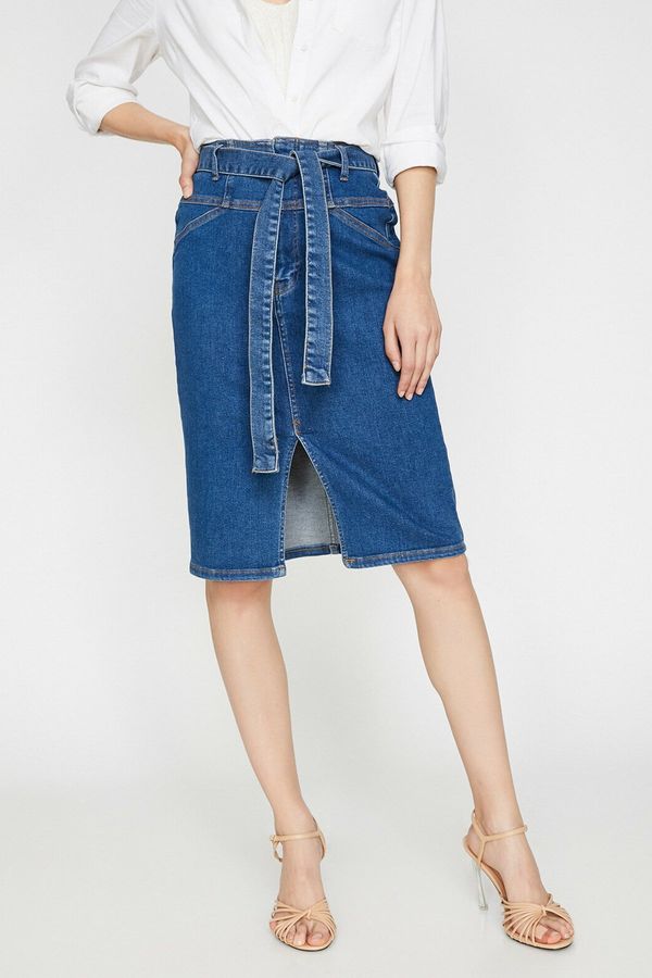 Koton Koton Tie Waist Jean Skirt