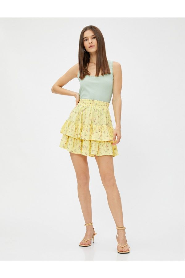 Koton Koton Tiered Floral Mini Skirt
