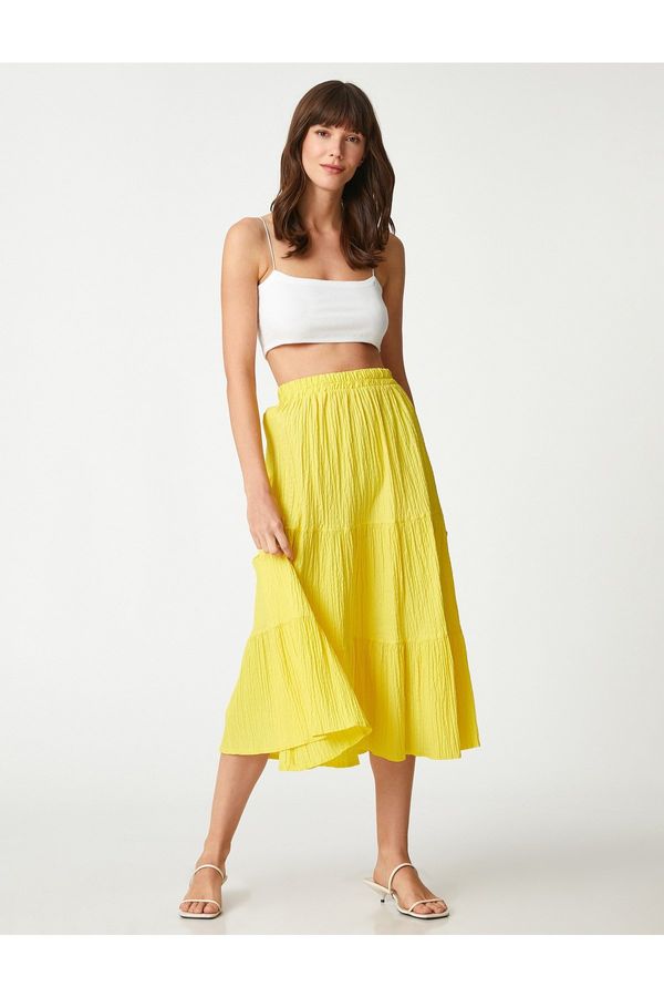 Koton Koton Tiered Midi Length Skirt with Elastic Waist