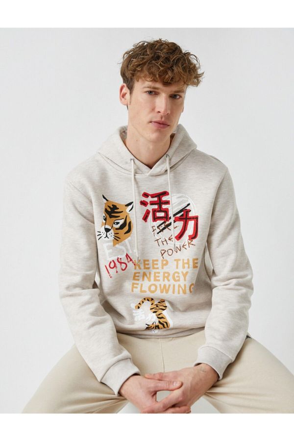 Koton Koton Tiger Print Hoodie Sweatshirt