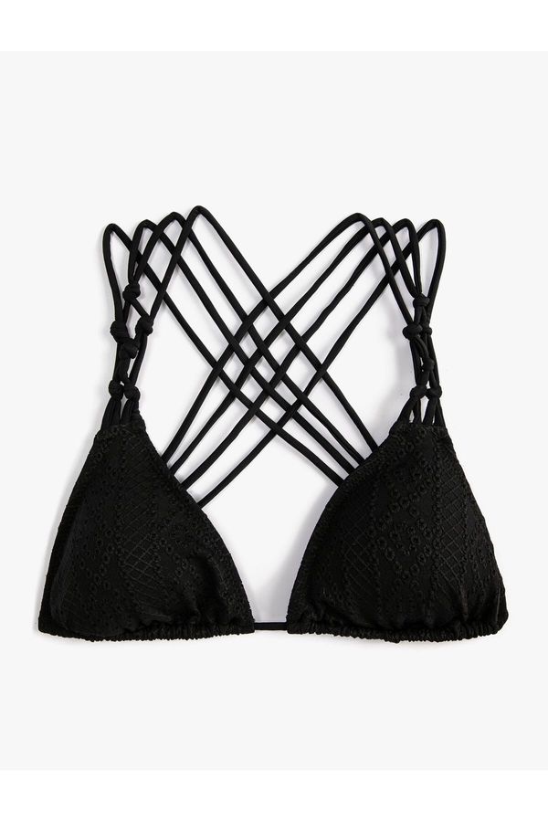 Koton Koton Triangle Bikini Top Scalloped Cross Straps Detail