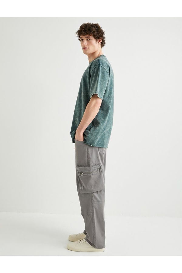 Koton Koton Trousers with Cargo Pocket Buttoned Comfort Fit Zipper Detail