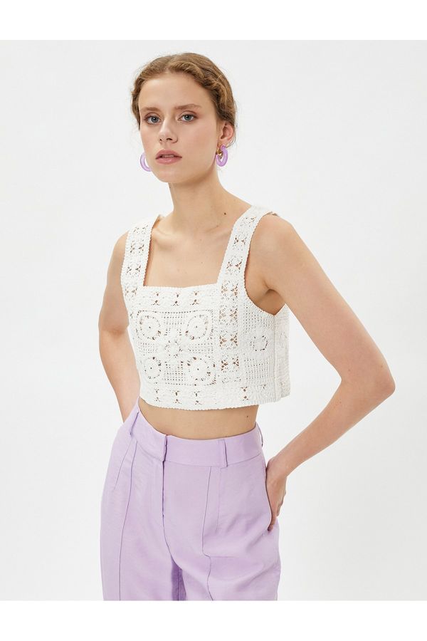 Koton Koton Tuba Ünsal X Cotton - Crochet Crop Undershirt