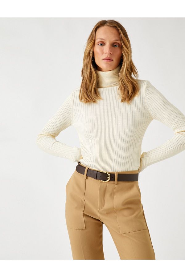 Koton Koton Turtleneck Knitwear Sweater Long Sleeve Cashmere Textured