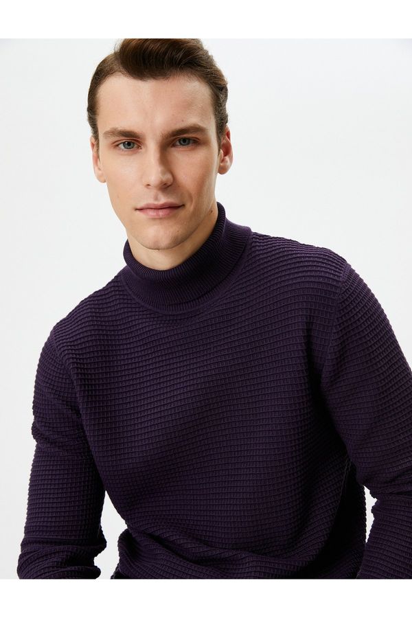 Koton Koton Turtleneck Sweater Knitwear Slim Fit Textured Long Sleeve