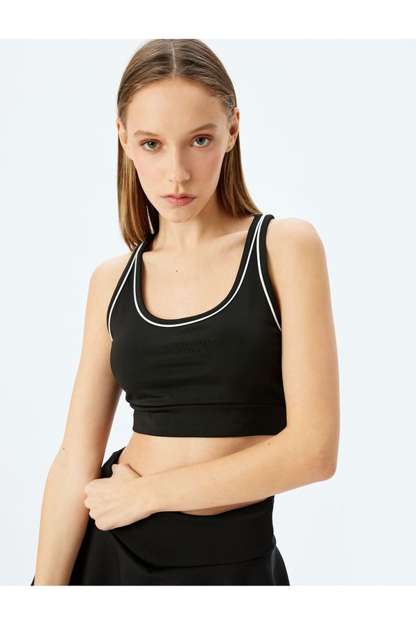 Koton Koton U Neck Piping Covered Sports Bra Interlock