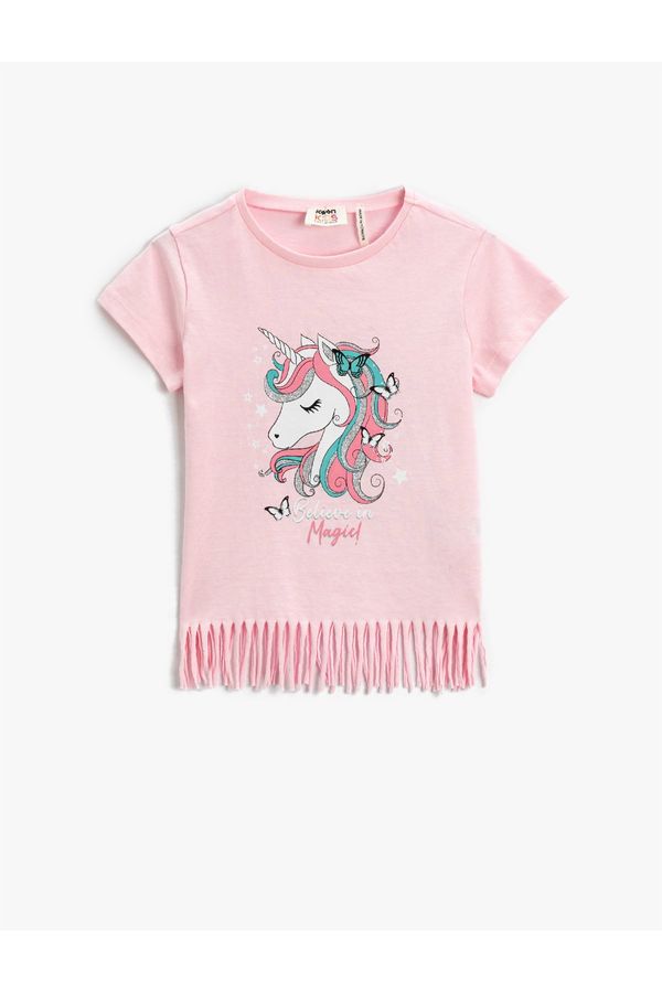 Koton Koton Unicorn Printed Tasseled T-Shirt Short Sleeves