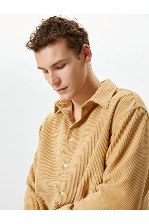 Koton Koton Velvet Shirt Long Sleeve Classic Collar Buttoned