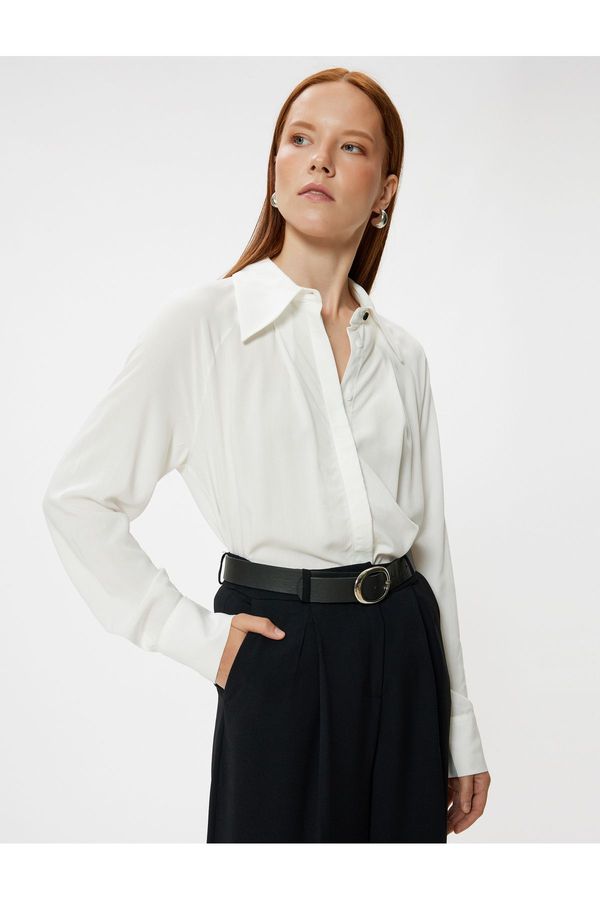 Koton Koton Viscose Shirt Long Sleeve Pointed Collar Regular Fit