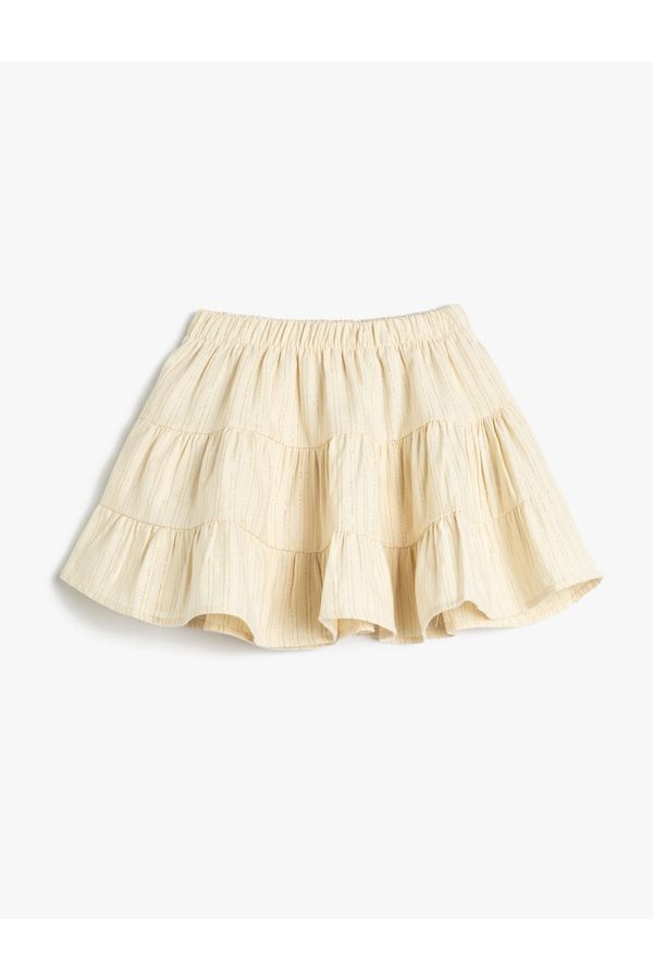 Koton Koton Voluminous Skirt with Layered Ruffles and Elastic Waist Cotton.
