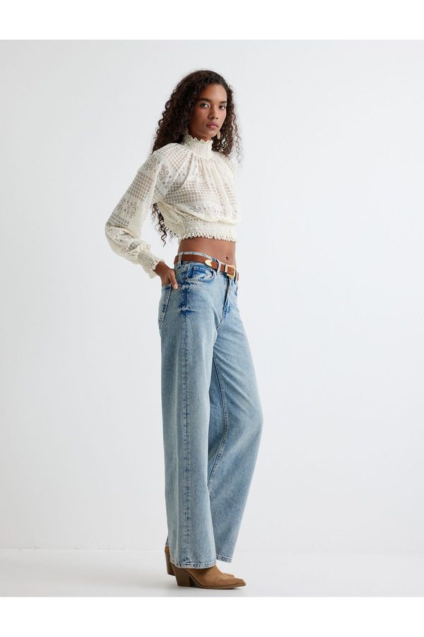 Koton Koton Wide Leg Jeans Normal Waist Skinny Fit Buttoned - Wide Leg Jeans