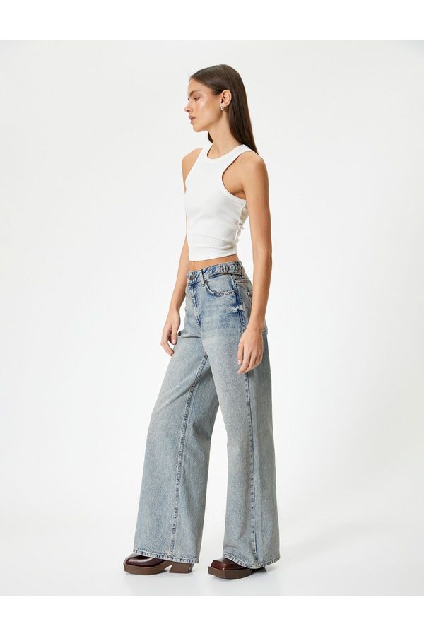 Koton Koton Wide Leg Jeans with Standard Waist Pocket - Bianca Wide Leg Jeans