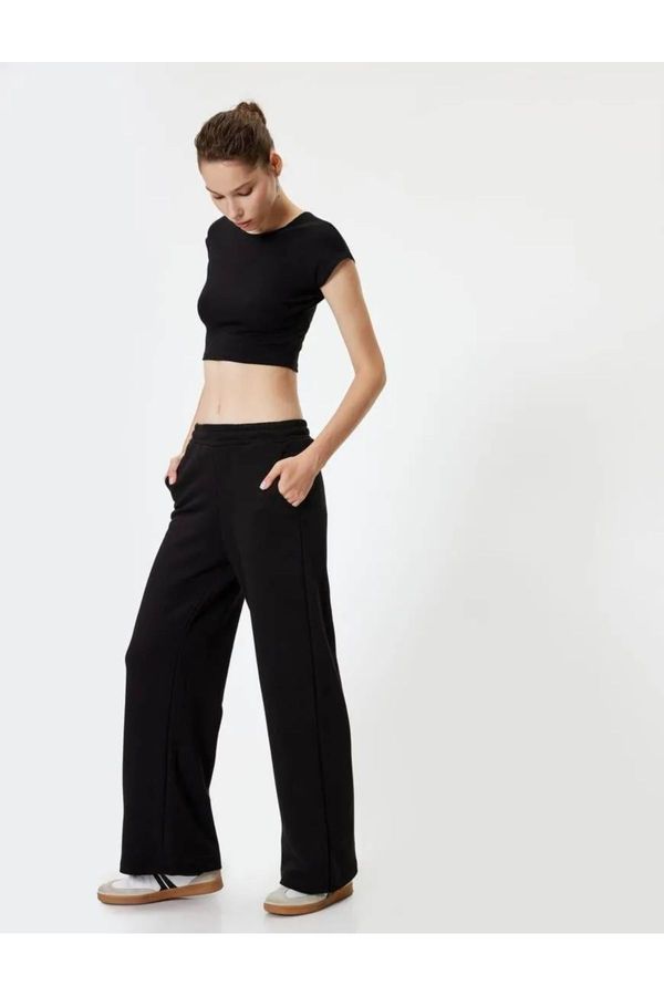 Koton Koton Wide Leg Sweatpants, Elastic Waist, Pocket, Comfortable Fit