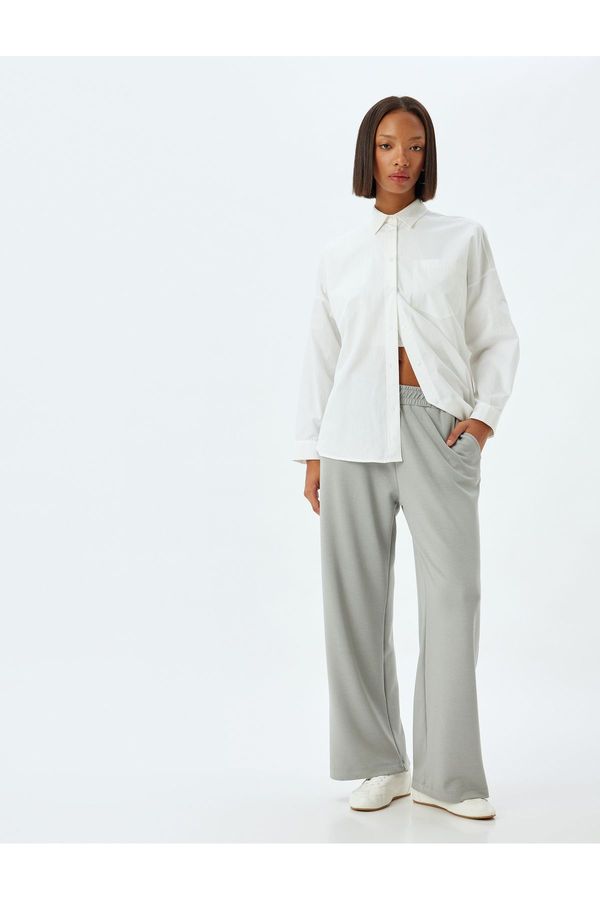 Koton Koton Wide Leg Sweatpants Modal Fabric Elastic Waist Pocket Comfortable Cut