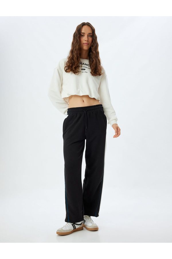 Koton Koton Wide Leg Sweatpants Oversize with Tied Waist and Raised Both