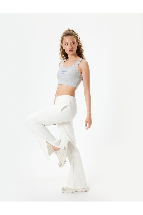 Koton Koton Wide Leg Sweatpants with Elastic Waistband, Slit Detail, High Waist, Raised Pocket