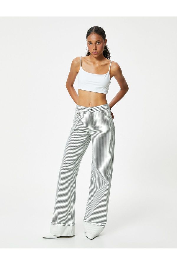 Koton Koton Wide Leg Trousers Standard Waist Button - Bianca Jean