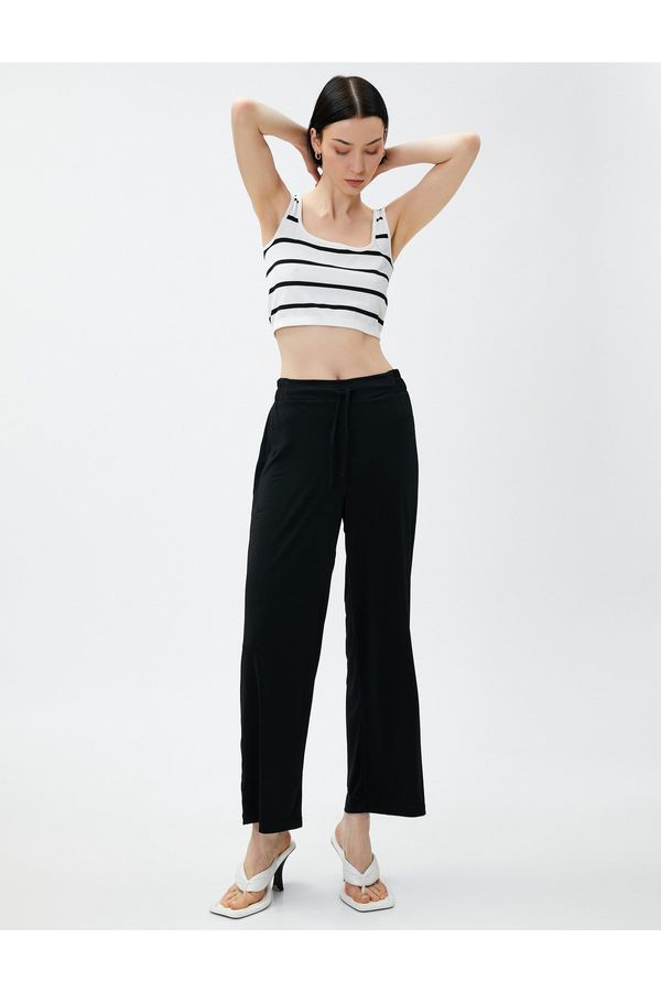 Koton Koton Wide Leg Trousers Tie Waist