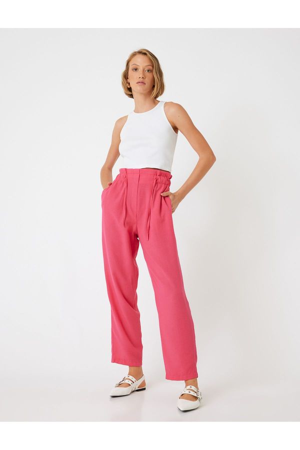 Koton Koton Wide Leg Trousers with Elastic Waistband and Pockets