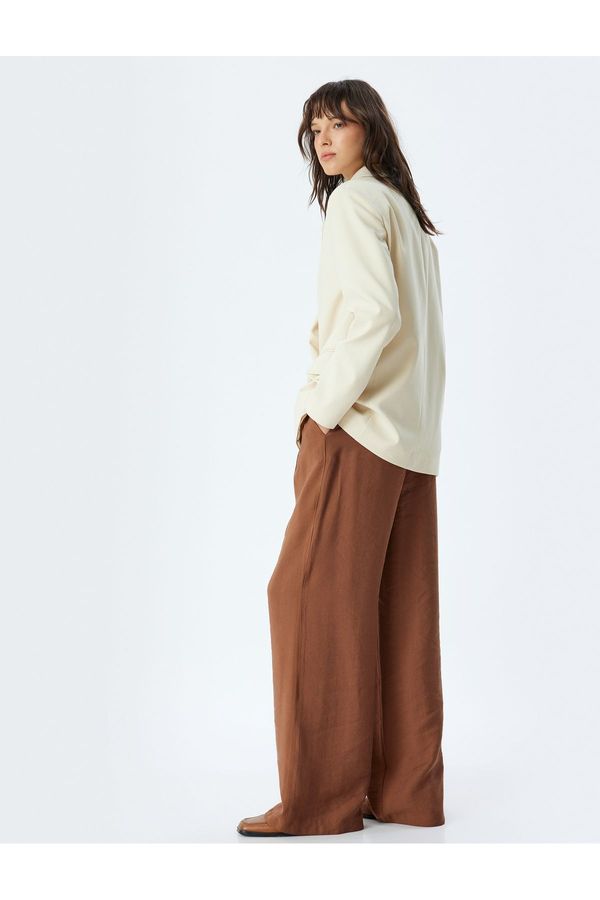 Koton Koton Wide Straight Leg Pocket Pleated Detailed Modal Trousers