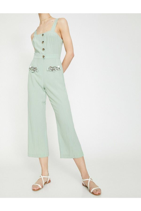 Koton Koton Women&#039;s Green Hand-Cushioned Jumpsuit