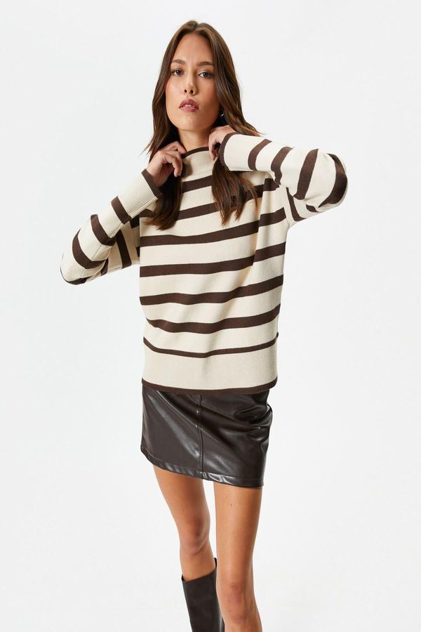 Koton Koton Women's Beige Striped Sweater