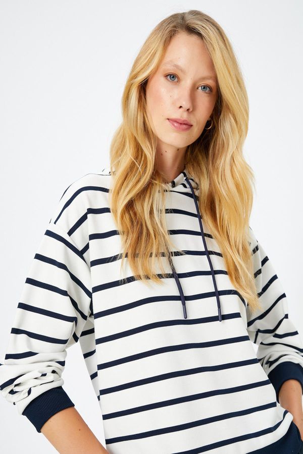 Koton Koton Women's Navy Blue Striped Sweatshirt