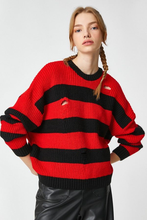 Koton Koton Women's Red Striped Sweater