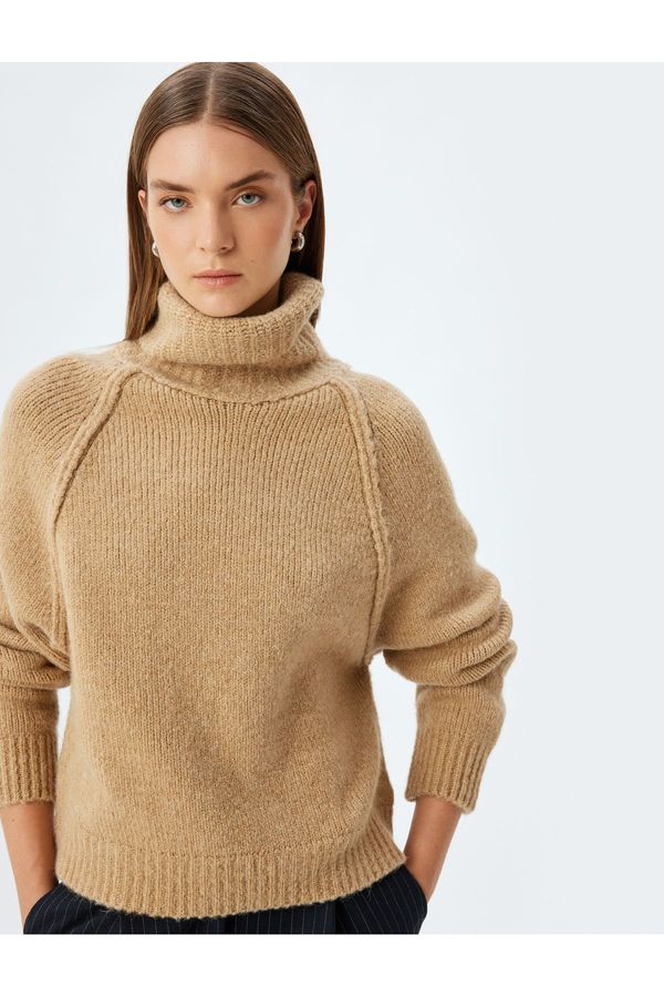 Koton Koton Wool Blend Oversize Knitted Sweater Turtleneck Long Sleeve