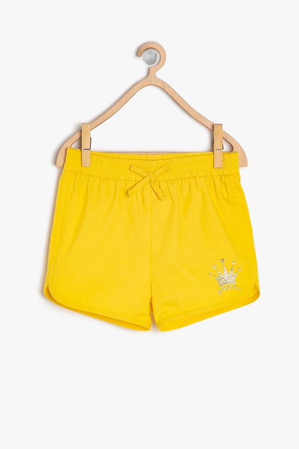 Koton Koton Yellow Baby Girl Glitter Detailed Shorts