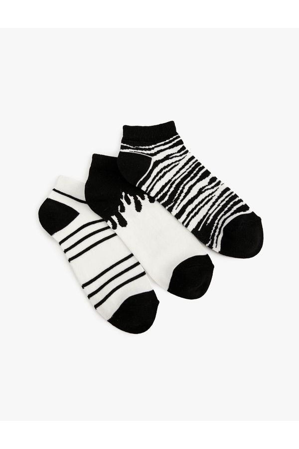 Koton Koton Zebra Patterned 3-Pack Bootie Socks Set