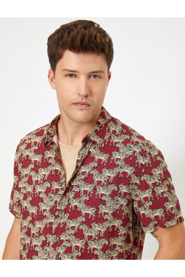 Koton Koton Zebra Patterned Short Sleeve Shirt