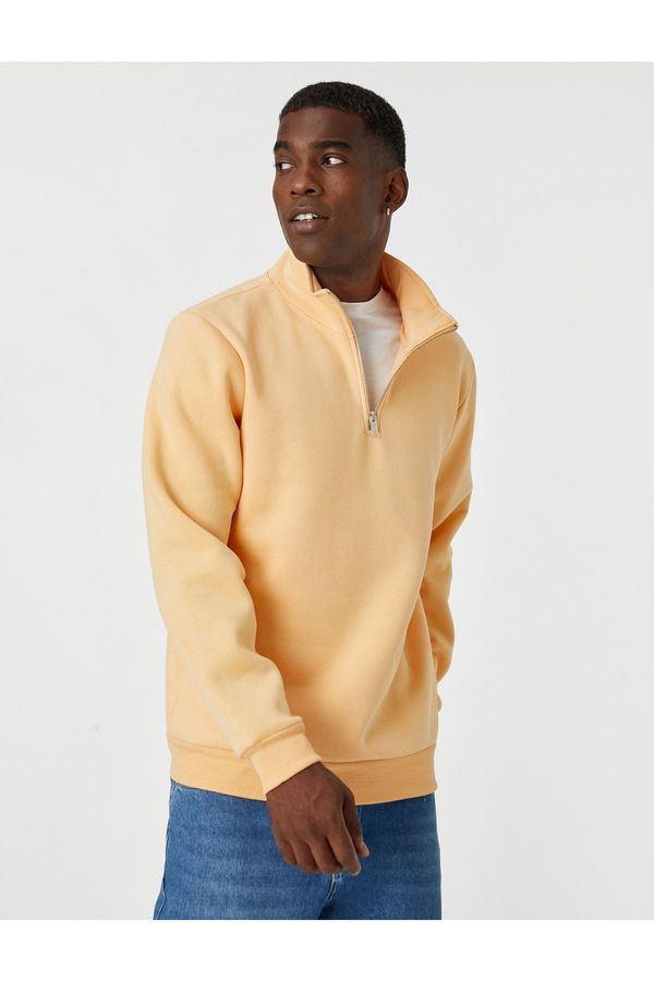 Koton Koton Zippered Sweatshirt Standing Collar