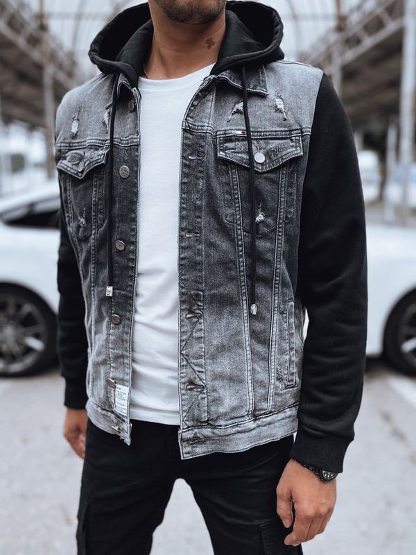 DStreet Kurtka męska jeansowa szara z kapturem Dstreet