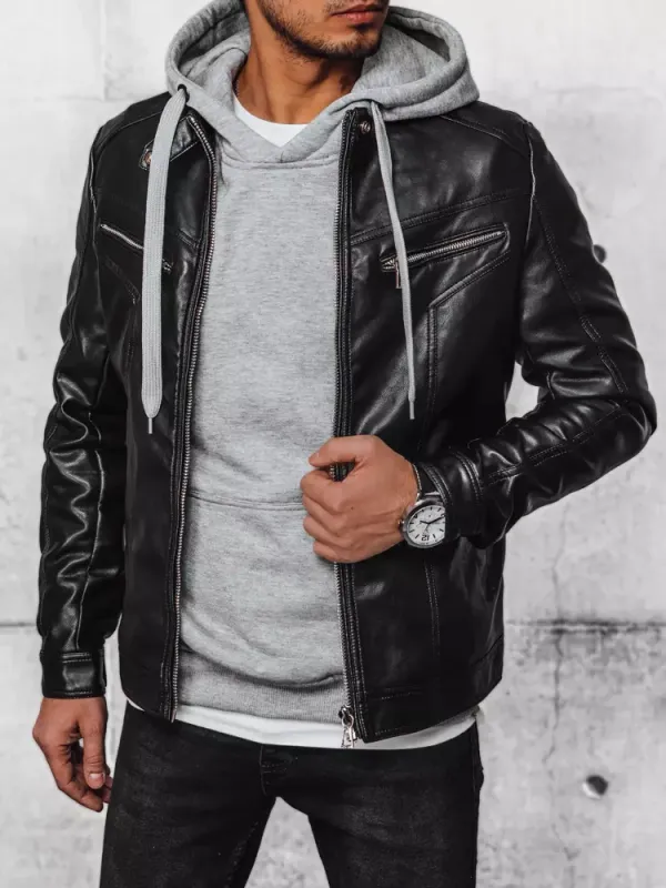 DStreet Kurtka męska skórzana czarna Dstreet