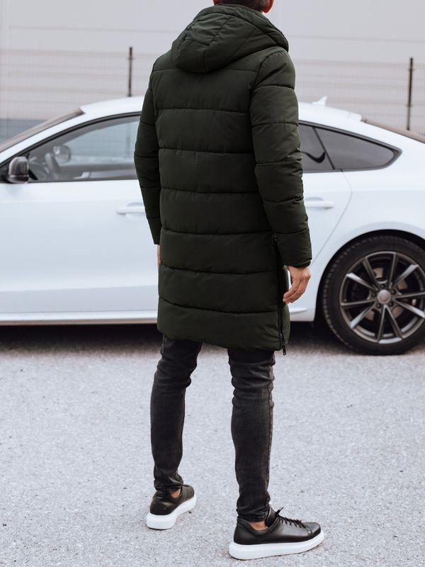 DStreet Kurtka męska zimowa długa z kapturem pikowana zielona Dstreet
